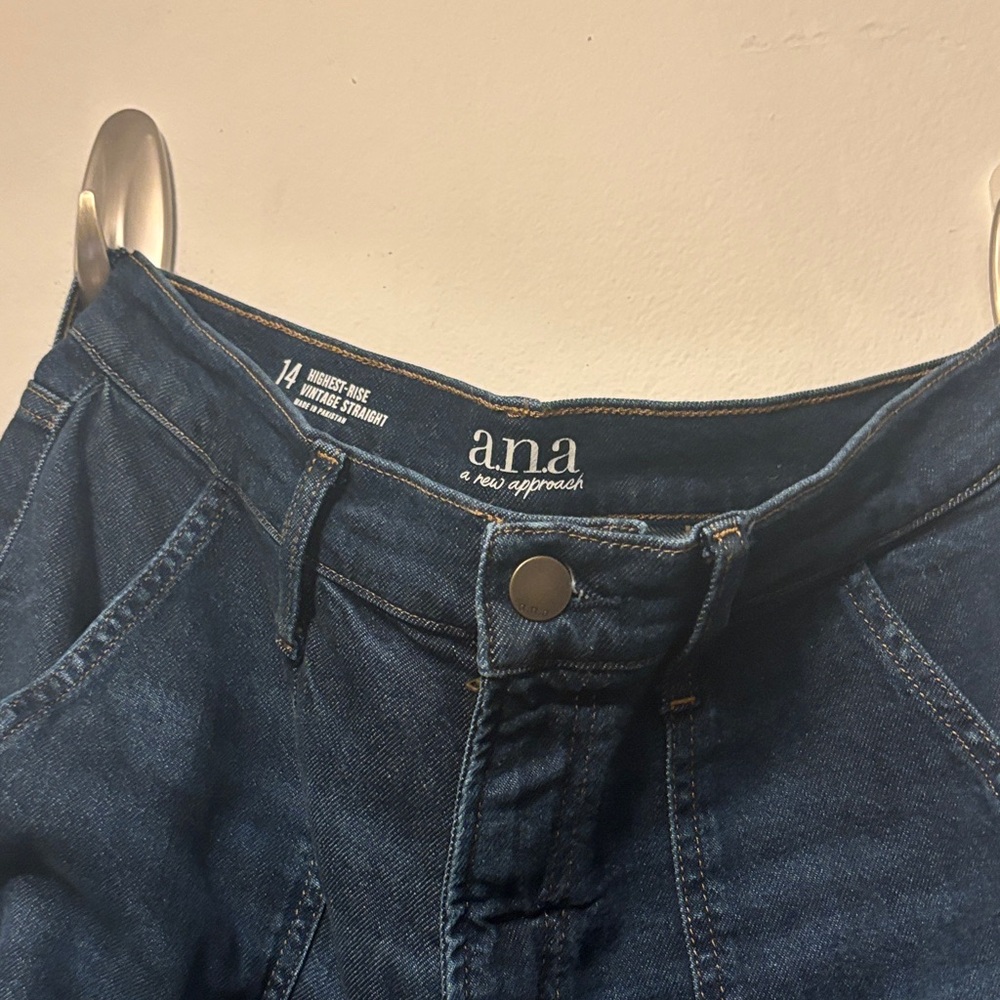 a.n.a Dark Indigo High-Rise Straight Jeans